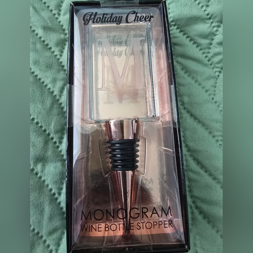 Monogram Wine Stopper with Rose Gold Accents